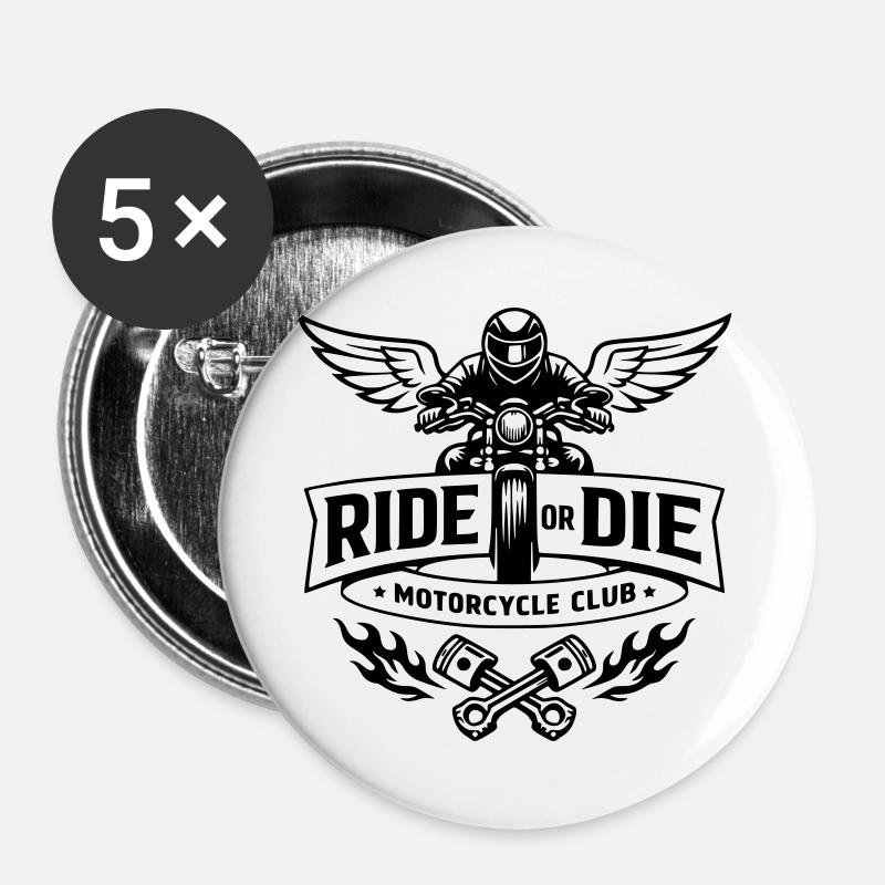 Ride or die - Motorcycle club - Buttons large 2.2''/56 mm (5-pack) - white