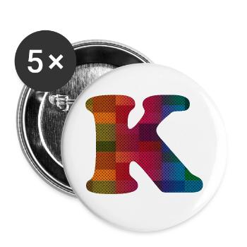 Letter K - Buttons large 2.2''/56 mm (5-pack) - white - Front