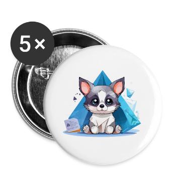 Kristallhündchen im Eisstil - Buttons large 2.2''/56 mm (5-pack) - white - Front