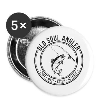 OLD_SOUL_ANGLER - Buttons large 2.2''/56 mm (5-pack) - white - Front