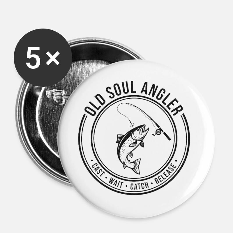 OLD_SOUL_ANGLER - Buttons large 2.2''/56 mm (5-pack) - white