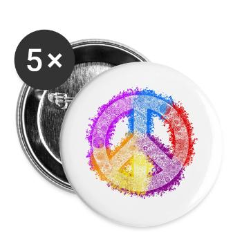 Signe de la paix de Zentangle - Lot de 5 grands badges (56 mm) - blanc - Devant