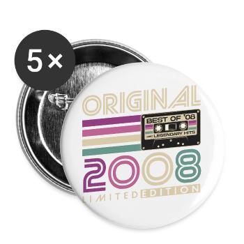18th Birthday 2008 Vintage Retro Gift - Buttons large 2.2''/56 mm (5-pack) - white - Front