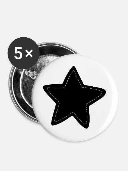 Umriss des gestickten Sterns - Buttons groß 56 mm (5er Pack) - Weiß