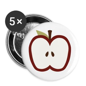 Cute Half-Apple Face Emblem - Buttons large 2.2''/56 mm (5-pack) - white - Front