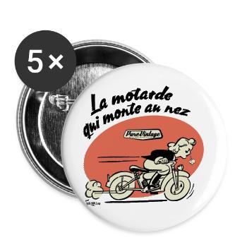 The biker who goes up to the nose - Buttons large 2.2''/56 mm (5-pack) - white - Front