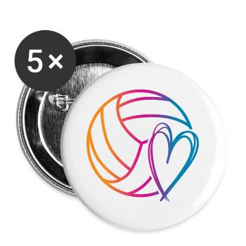 Ballon de volley-ball - Lot de 5 grands badges (56 mm) - blanc - Devant