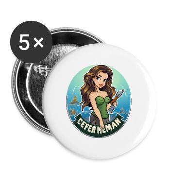 Motif de l’insigne d’héroïne de mer - Lot de 5 grands badges (56 mm) - blanc - Devant