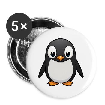 Dessin animé de pingouin câlin mignon - Lot de 5 grands badges (56 mm) - blanc - Devant
