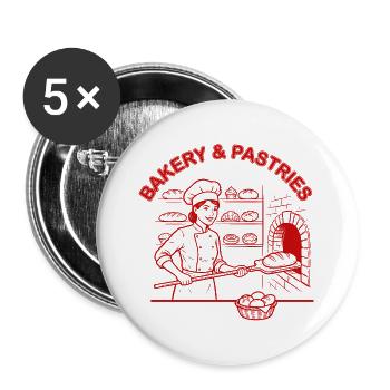 Bakery and Pastries - Buttons large 2.2''/56 mm (5-pack) - white - Front