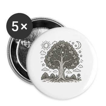 Baum des Lebens - Buttons groß 56 mm (5er Pack) - Weiß - Vorne