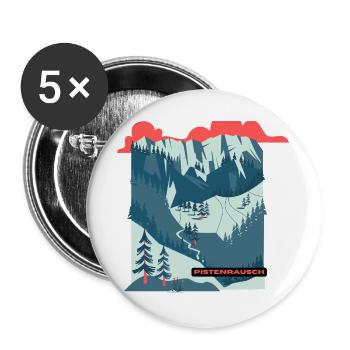 Pistenrausch Berglandschaft Illustration - Buttons groß 56 mm (5er Pack) - Weiß - Vorne