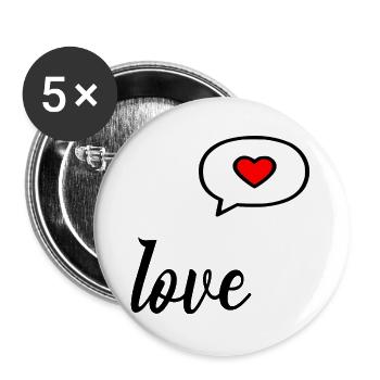 Valentine's Day Love Heart - Buttons large 2.2''/56 mm (5-pack) - white - Front