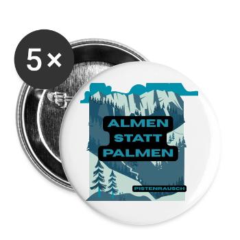 Almen statt Palmen – Berglandschaft - Buttons groß 56 mm (5er Pack) - Weiß - Vorne