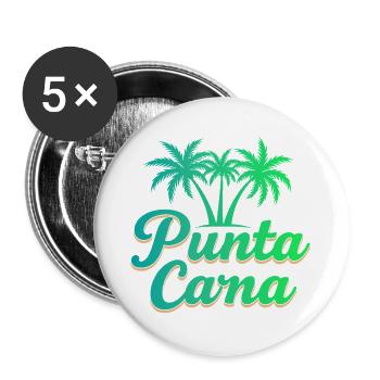Vacances caribéennes à Punta Cana avec palmiers - Lot de 5 grands badges (56 mm) - blanc - Devant