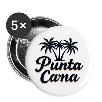 Punta Cana Karibik Urlaub mit Palmen - Buttons groß 56 mm (5er Pack) - Weiß - Vorne