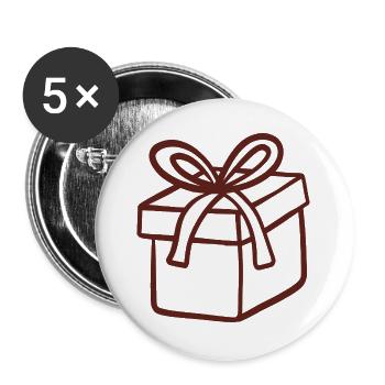 Rustikale handgezeichnete Geschenkbox - Buttons groß 56 mm (5er Pack) - Weiß - Vorne