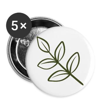 Leaf Line Art - Buttons large 2.2''/56 mm (5-pack) - white - Front