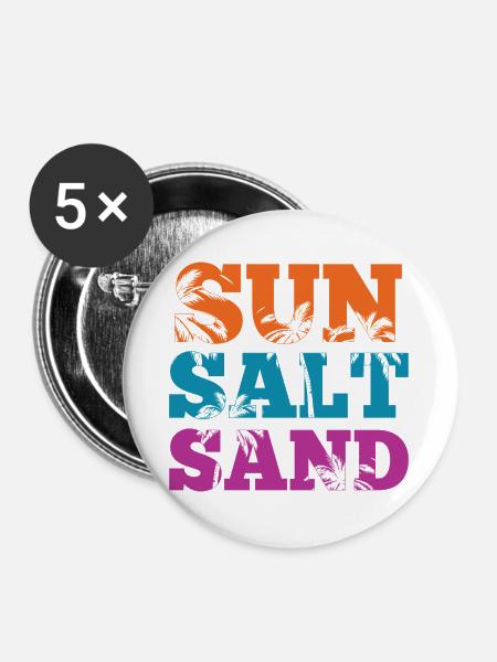 Sommer – Sonnensalz-Sand - Buttons groß 56 mm (5er Pack) - Weiß