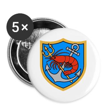 Krabbenfischer Wappen - Buttons groß 56 mm (5er Pack) - Weiß - Vorne