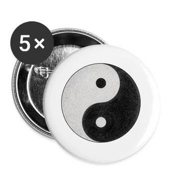 Yin and Yang Symbol - Buttons large 2.2''/56 mm (5-pack) - white - Front