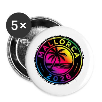 Mallorca 2026 Colorful - Buttons large 2.2''/56 mm (5-pack) - white - Front