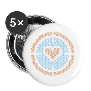 Herz im Ziel-Emblem, Wabenmuster - Buttons groß 56 mm (5er Pack) - Weiß - Vorne