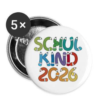 School Child 2026 School Enrollment Back to School - Buttons large 2.2''/56 mm (5-pack) - white - Front