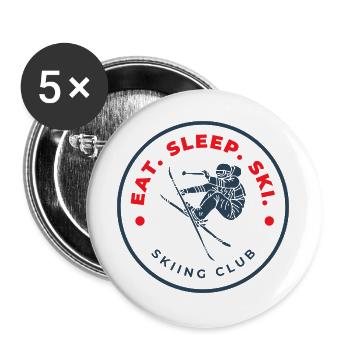 Ski Club Logo Eat Sleep Ski - Buttons large 2.2''/56 mm (5-pack) - white - Front