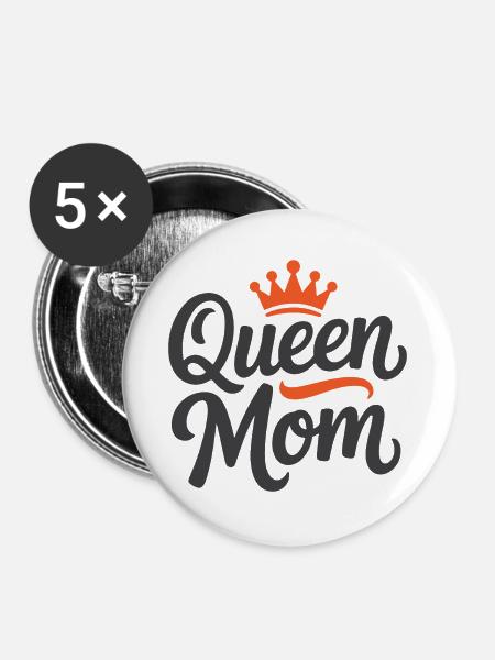 Queen Mom - Buttons groß 56 mm (5er Pack) - Weiß