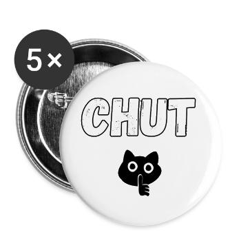 Sei still - Buttons groß 56 mm (5er Pack) - Weiß - Vorne