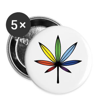 Cannabis / Marijuana / Hemp (Outline / Rainbow) - Buttons large 2.2''/56 mm (5-pack) - white - Front