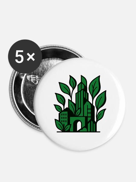 Stadtwald Silhouette - Buttons groß 56 mm (5er Pack) - Weiß