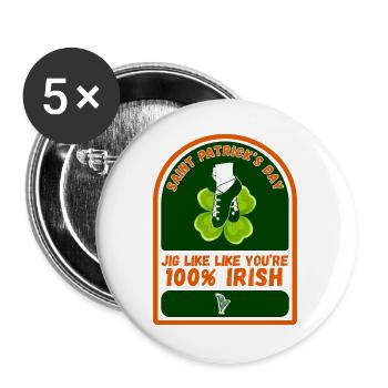 SAINT PATRICK'S DAY - Lot de 5 grands badges (56 mm) - blanc - Devant