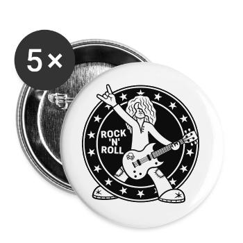 Rock'N'Roll-Gitarrist im Cartoon-Stil - Buttons groß 56 mm (5er Pack) - Weiß - Vorne