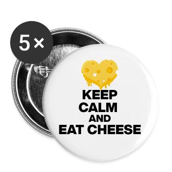 RESTE CALME ET MANGE DU FROMAGE, UN CADEAU 🧀 DE JUNKIE AU FROMAGE - Lot de 5 grands badges (56 mm) - blanc - Devant