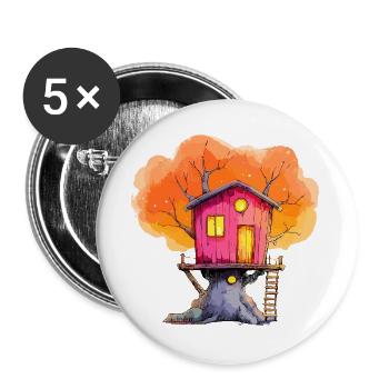 Pink Treehouse Autumn Magic - Buttons large 2.2''/56 mm (5-pack) - white - Front