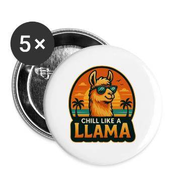 Chill like a llama - Buttons large 2.2''/56 mm (5-pack) - white - Front