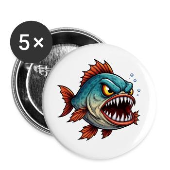 Piranha Deep Sea Fighter - Buttons large 2.2''/56 mm (5-pack) - white - Front