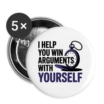 Hypnotiseur, ich helfe dir, Streitigkeiten mit dir selbst zu gewinnen - Buttons groß 56 mm (5er Pack) - Weiß - Vorne