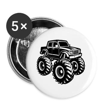 Camion monstre - Lot de 5 grands badges (56 mm) - blanc - Devant