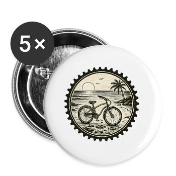 Blason vintage pour vélo de plage - Lot de 5 grands badges (56 mm) - blanc - Devant