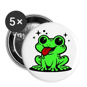 Toad Comic Frog - Buttons large 2.2''/56 mm (5-pack) - white - Front
