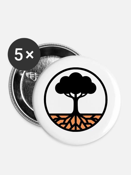 Lebensbaum Kreis Icon - Buttons groß 56 mm (5er Pack) - Weiß