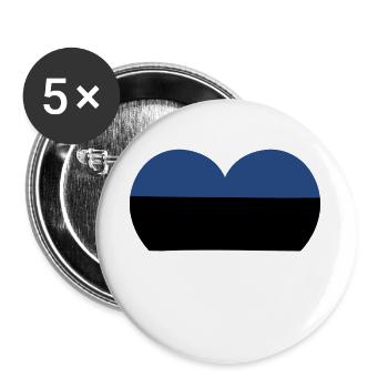 Estonian Heart Flag - Buttons large 2.2''/56 mm (5-pack) - white - Front