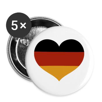 Deutsche herzförmige Flagge - Buttons groß 56 mm (5er Pack) - Weiß - Vorne