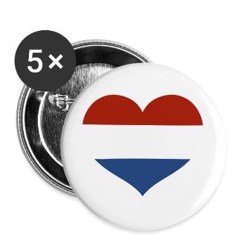 Netherlands Flag Heart - Buttons large 2.2''/56 mm (5-pack) - white - Front