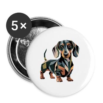 Geometrischer Dackelhund - Buttons groß 56 mm (5er Pack) - Weiß - Vorne