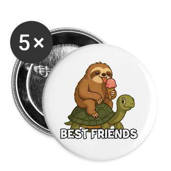 Best Friends Sloth Turtle - Buttons large 2.2''/56 mm (5-pack) - white - Front