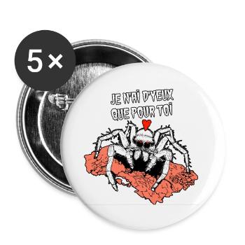I ONLY HAVE EYES FOR YOU! (spider) - Buttons large 2.2''/56 mm (5-pack) - white - Front